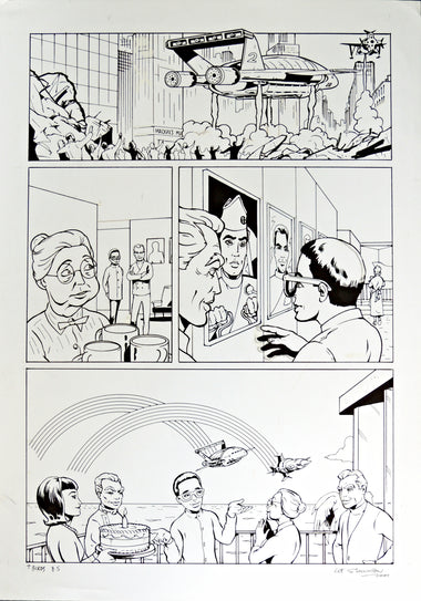 Original Thunderbirds Comic Pen and Ink Drawing