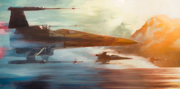 Star Wars The Force Awakens - X Wings of Resistance by Christopher Clark; giclee limited edition art on canvas