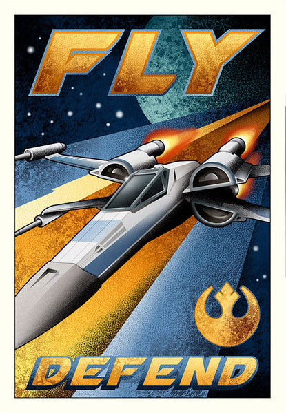 Star Wars - Fly and Defend by Mike Kungl; giclee limited edition art on canvas (large)