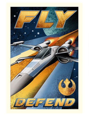 Star Wars - Fly and Defend by Mike Kungl; giclee limited edition art on paper